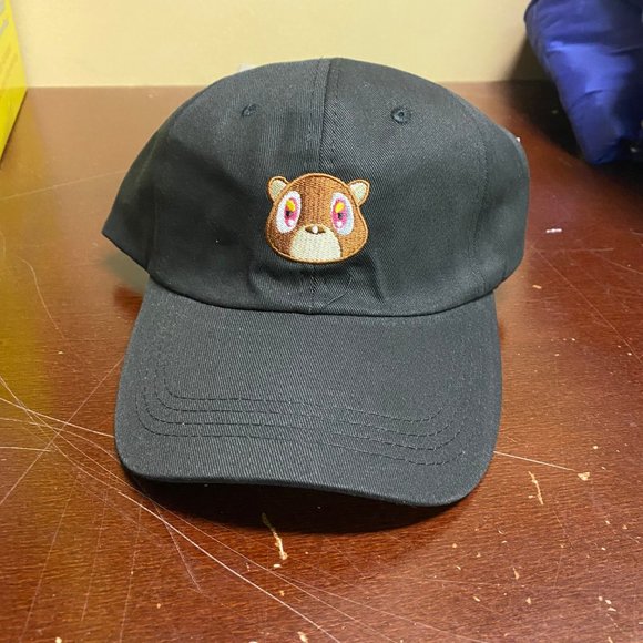 Ye Mens Black Adjustable Strapback Ye Bear Dad Hat Lovely Baseball Cap Size OS - Picture 1 of 3